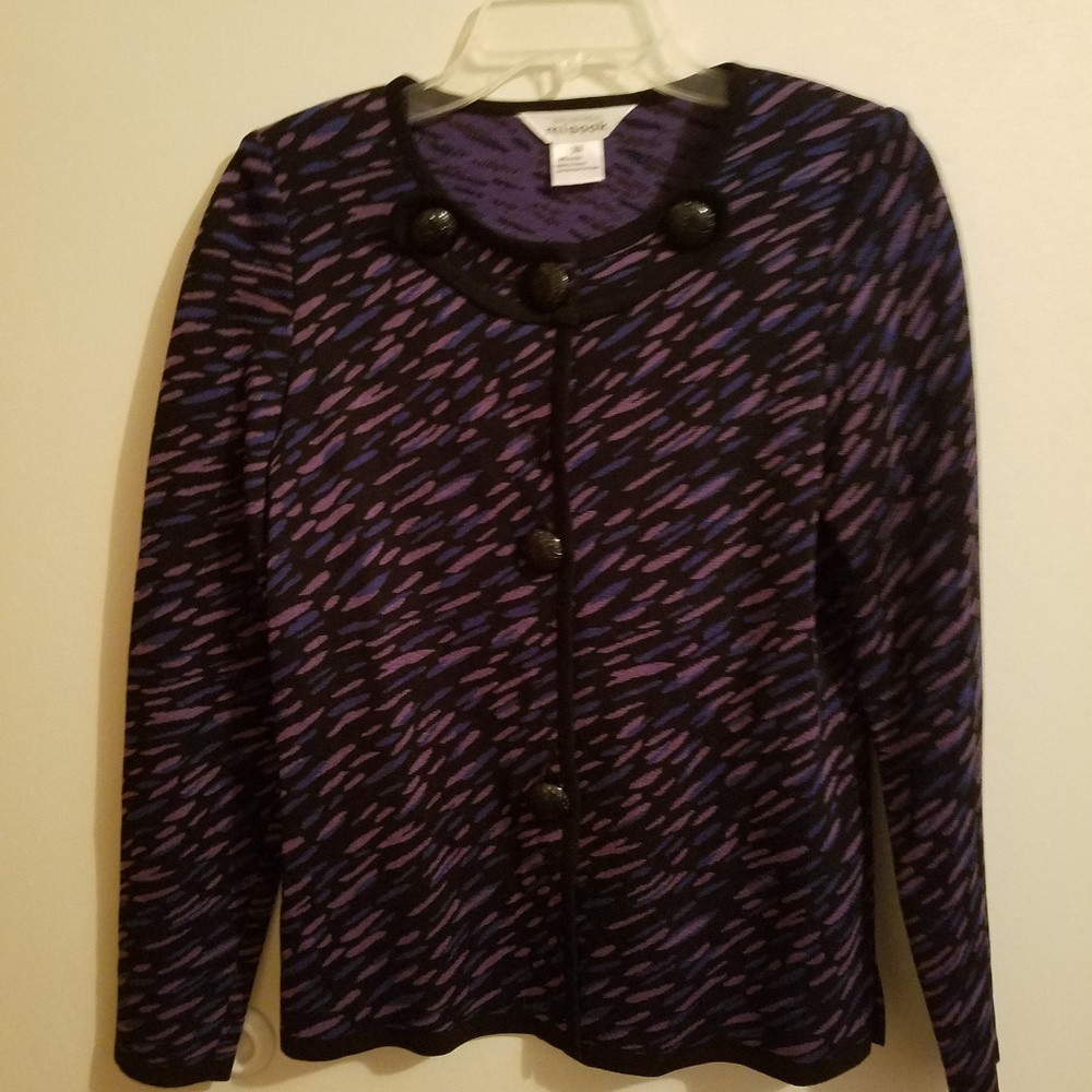 Misook XS black and purple jacket blazer cardigan